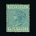 Montserrat : (SG 11) 1884 QV Crown CA 4d blue good used few toned perfs Cat £250 (image