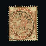 Great Britain - QV (surface printed) : (SG 163) 1880-83 1s orange-brown, plate 14, IJ, centred to