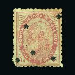 Tonga : (SG 7dc) 1891 perf 12 x 11½ 1d carmine, ovptd with FIVE STARS, centred to SE, faint