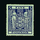 New Zealand - Postal Fiscals : (SG F211w) 1940-58 ARMS £5 indigo blue, watermark inverted, very fine