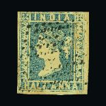 India : (SG 3,etc.) 1854-55 ½a blue nine used examples, various Dies and shades, seven are 4