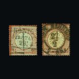 Germany - 1871 to 1945 : (SG 21-a) 1872 large Shield 2½g chestnut and 2½g deep brown, latter with