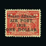 Newfoundland : (SG 143) 1919 (June) Trans-Atlantic Air Post $1 on 15c, fine and fresh, l.m.m. Cat £