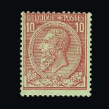 Belgium : (SG 71a) 1884-91 Heads 10c Carmine on yellowish paper. Fresh m.m. Cat £325 (image