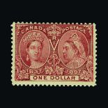 Canada : (SG 136) 1897 Jubilee $1 lake m.m. centred high with clean 1982 Friedl cert Cat £550 (image
