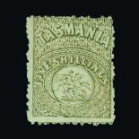 Australia - States - Tasmania : (SG F24) 1863-80 Postal Fiscal-Perf 11½ 5s sage green fresh m.m. Cat