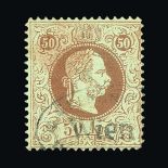 Austria : (SG 66d) 1874-80 Head 50k Brown, Type II, Perf.13 x 13. Fine part c.d.s. Cat £450 (image