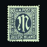 Germany - Allied Military Post : (SG A34) 1945 80pf indigo P11 fine cto used Cat £600 (image