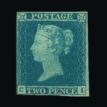 Great Britain - QV (line engraved) : (SG 14) 1841 2d blue, CI, 4 small to good margins, corner gum