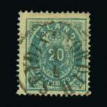 Iceland : (SG 22) 1882-95 20a dull ultramarine very fine used with almost complete Seydisfjordur