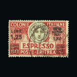 Italy - Colonies - Eritrea : (SG E116a) 1927 Express issue 1L25c on 60c - the very scarce BLACK