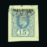 Maldive Islands : (SG 5) 1906 on Ceylon 15c, a few light tone spots, short perf at bottom, very good