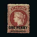 St. Helena : (SG 7) 1864 QV Crown CC P12½ 1d on 6d lake (type B) small part og with usual ragged