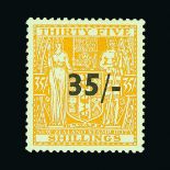 New Zealand - Postal Fiscals : (SG F186) 1939 ARMS 35/- on 35s orange yellow, very fine mint. Cat £