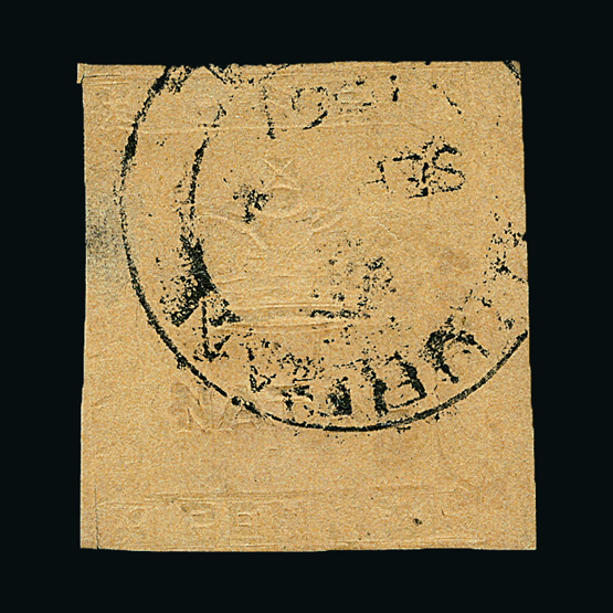 Natal : (SG 2) 1857-61 Embossed 1d rose, small thin at edge, small DURBANS d/ring cds, v.g.u.  Rare.