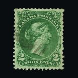 Canada : (SG 57) 1868 2c deep green on thin crisp wove paper "Duckworth Paper 1" perf 12 well