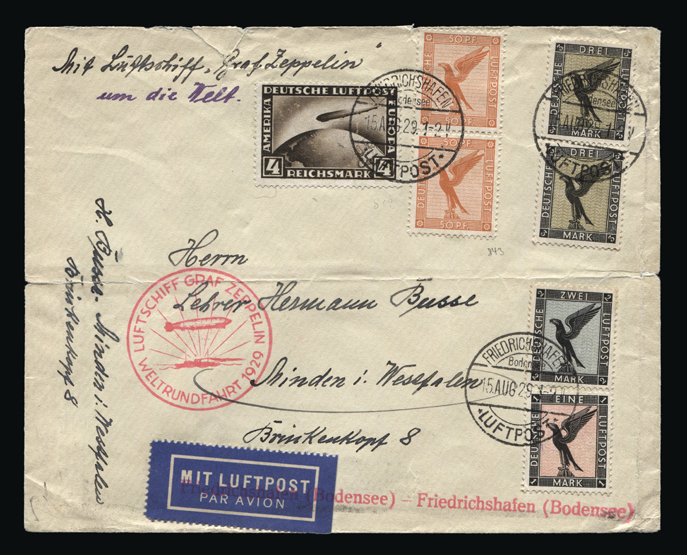 General - Zeppelins/Airships : 1929 Germany-Round the World Flight Friedrichshafen to