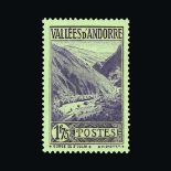 Andorra - French Post Offices : (SG F25/F90) 1932-43 A small mint group with 1932 pictorial values