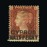 Cyprus : (SG 3) 1881 ½d on 1d red Plate 217 mint, small paper hinge remnant and slight surface