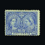 Canada : (SG 134) 1897 Jubilee 50c pale ultramarine m.m. centred SW Cat £190 (image available) [