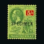 Montserrat : (SG 49-58) 1916-22 KGV  Wmk.MCCA set complete to 5/-. All m.m. Overprinted "SPECIMEN"