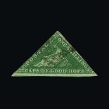 Cape of Good Hope : (SG 21) 1863-64 1s bright emerald-green, 2 margins, v.g.u. Cat £650 (image