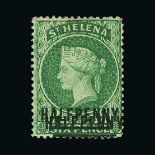 St. Helena : (SG 34ba) 1884 QV Crown CA ½d on 6d emerald with part original gum showing DOUBLE