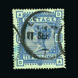 Great Britain - QV (surface printed) : (SG 183) 1883 QV 10/- ultramarine, 3 or 4 pulled perfs