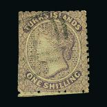 Turks Islands : (SG 6) 1873-79 Small Star 1s lilac used, scissor cut at top and left Cat £2000 (