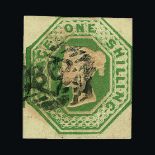 Great Britain - QV (embossed) : (SG 55) 1847-54 1s green, into at top, very good colour, fresh, fine
