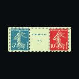 France : (SG 454-454a) 1927 Strasbourg Exhibition - central triptych ex miniature sheet with