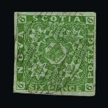 Canada - Nova Scotia : (SG 5) 1851-60 6d yellow-green, 4 to good large margins, faults (repaired)