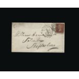 Great Britain - Covers - QV : (SG 26) 1854-57 large Crown perf 16 1d red-brown, TR, centred to NE,