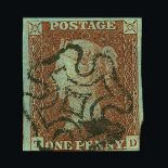 Great Britain - QV (line engraved) : (SG 7) 1841 1d red-brown, from 'black' plate 10, TD, just