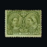 Canada : (SG 140) 1897 Jubilee $5 olive-green m.m. centred NE few toned perfs Cat £1400 (image