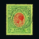 Montserrat : (SG 48) 1914 MCA 5s red and green/yellow v.f.u. Cat £160 (image available) [US1]