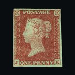 Great Britain - QV (line engraved) : (SG 7) 1841 1d red-brown from 'black' plate 1b, JK, 4 small
