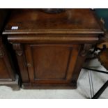 Walnut circular occasional table (damage) and a WMIV mahogany pedestal with lift top (2).