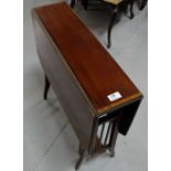 Edwardian Inlaid Mahogany Sutherland Table, on tapered legs, 24” x 2ft 6”h.