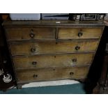 Geo. Mahogany Chest of Drawers (2 short over 3 graduating drawers), on bracket feet, brass