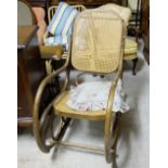 Bamboo frame Rocking Chair with bergere back and seat.
