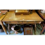 Gothic Oak Kneehole Desk/Dressing Table, with rear gallery and two frieze drawers, on porcelain