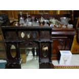 Vict. Mahogany sideboard with gallery back, two panelled doors enclosing shelves, 52”w.