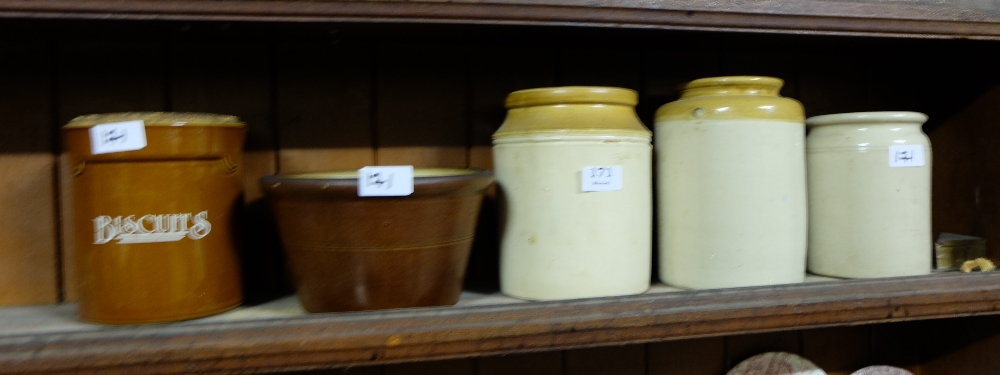 5 Stoneware Jars, for marmalade, biscuits etc.
