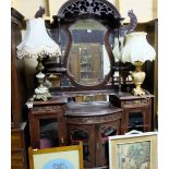 Mahogany Chiffonier, with mirror back over bowfront shaped base, 54”w.