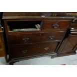 Vic. Mahogany Chest of Drawers, on bracket feet (1 top drawer missing), 14”w.