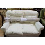 Modern 2 Seater sprung Settee, with feather cushions (un-covered) and a roll of Zhivago Mink Plum