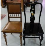 Two occasional chairs -1 modern Chinese, 1 lacquered.