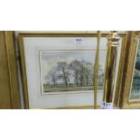 “Spring Trees” by Edward Stamp 1974, framed.