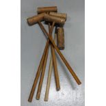 5 wooden croquet mallets (1 damaged)